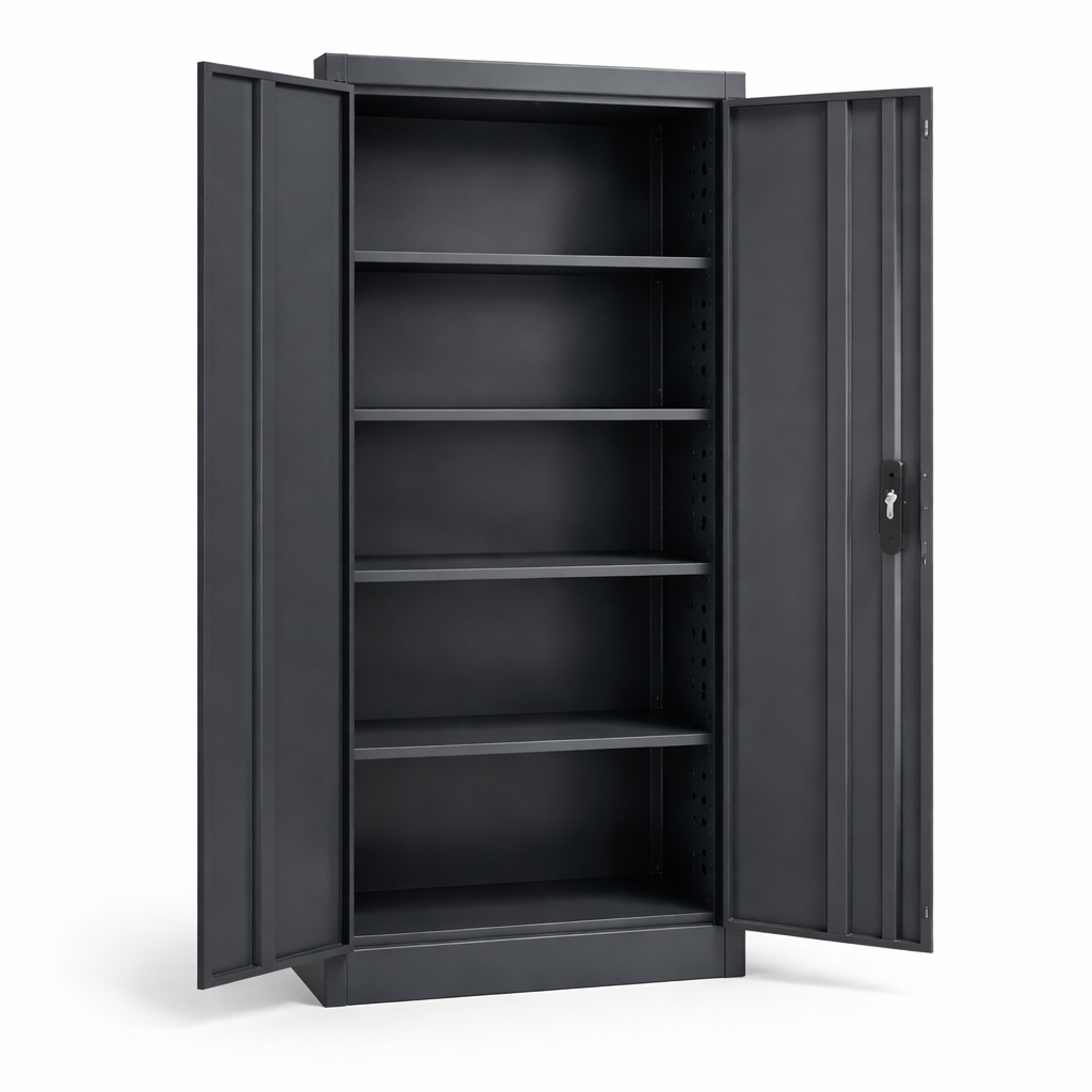 Armoire de rangement en métal gris anthracite 180 cm pour garage et atelier