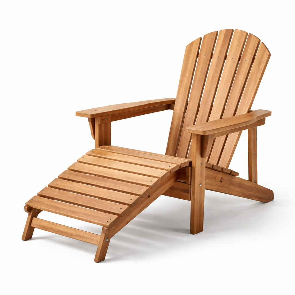 Fauteuil de jardin Adirondack en bois d'acacia avec repose-pieds