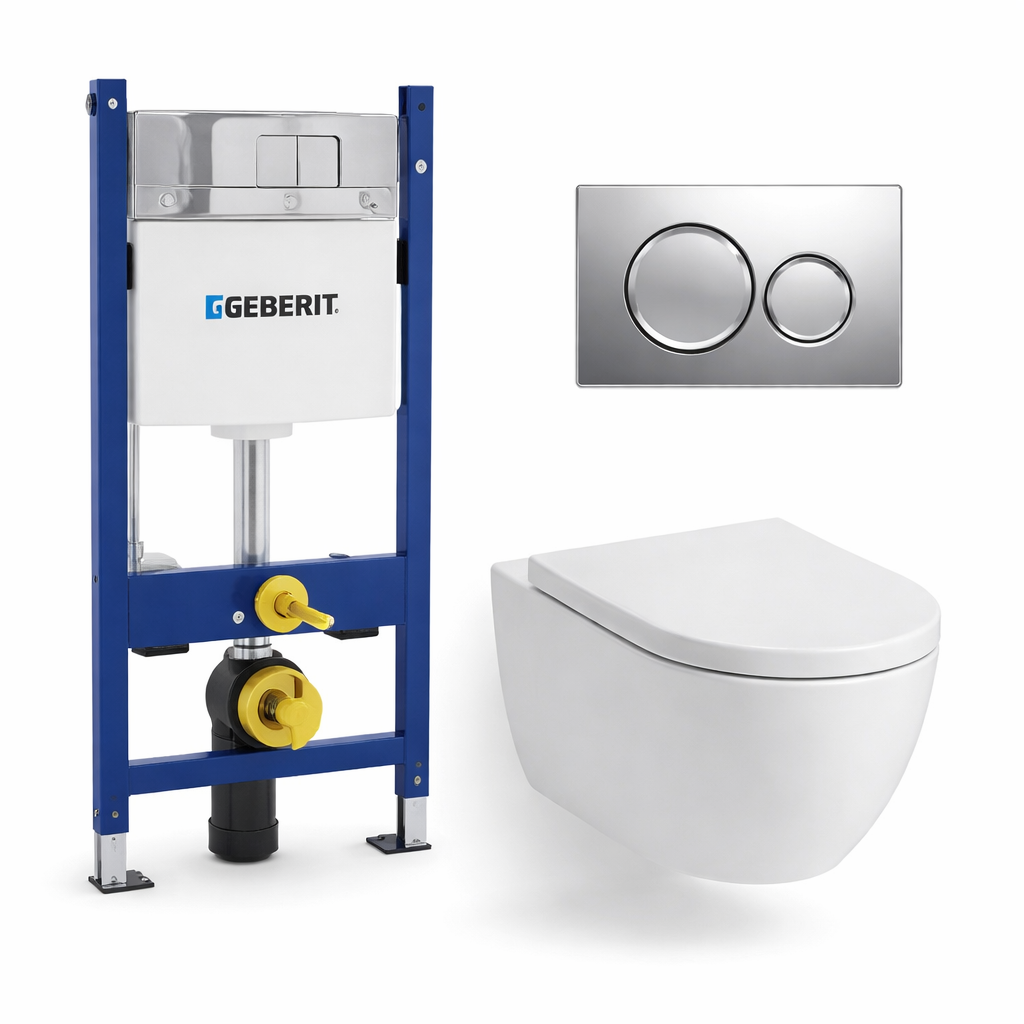 Pack WC suspendu Geberit Renova avec bâti-support Duofix et plaque de commande