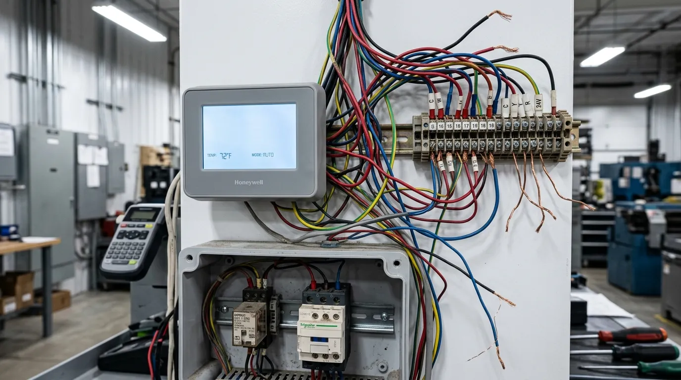 Thermostat Honeywell connecté à bornier électrique multicolore
