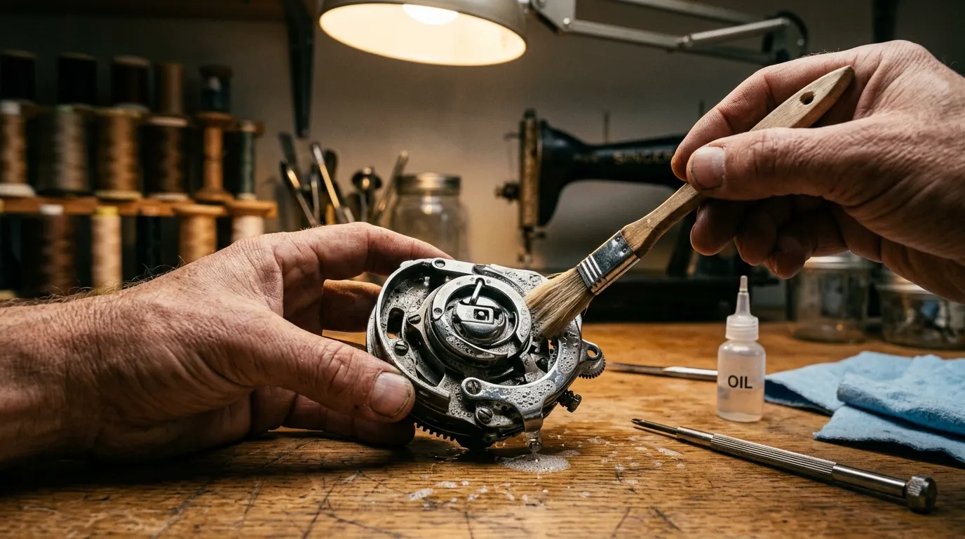 Horloger restaure un m&eacute;canisme de montre avec un pinceau