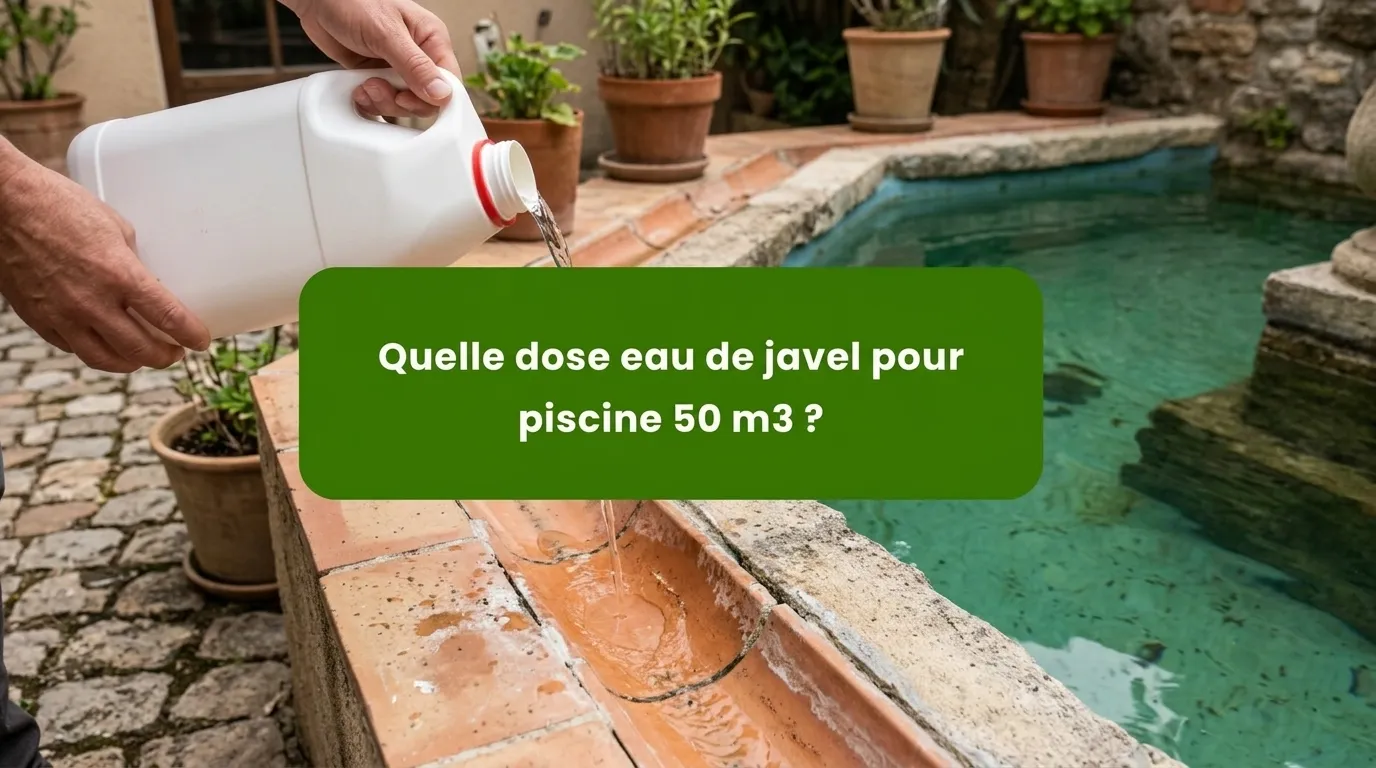 Eau de javel piscine 50 m³ : dosage et traitement choc