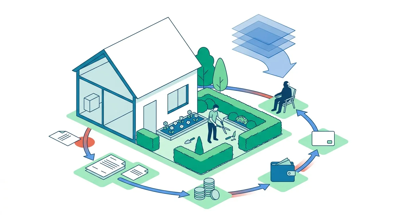Illustration d'un cycle de gestion immobili&egrave;re avec finances et donn&eacute;es num&eacute;riques