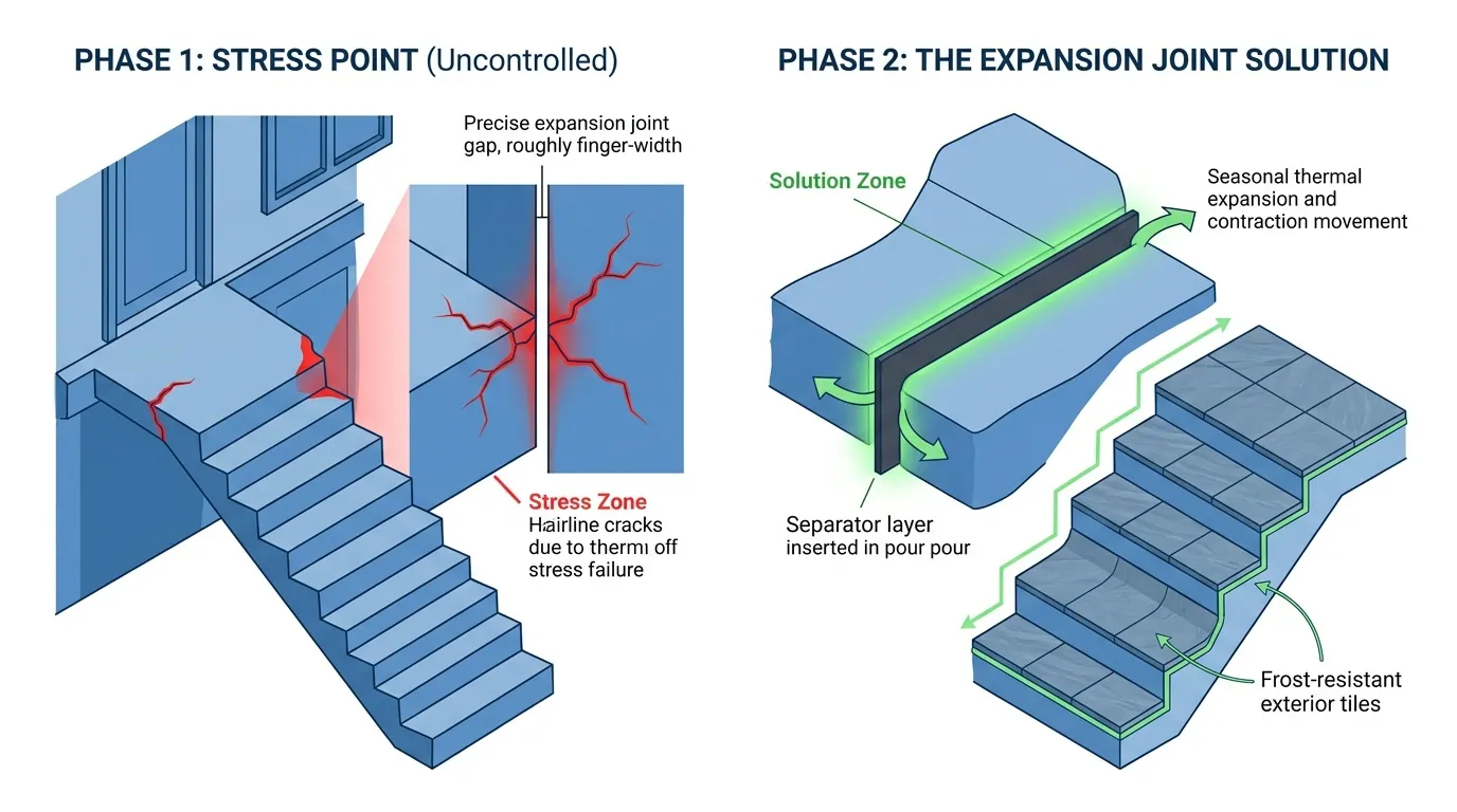 Comparaison probl&egrave;me fissures thermiques et solution joints d'expansion