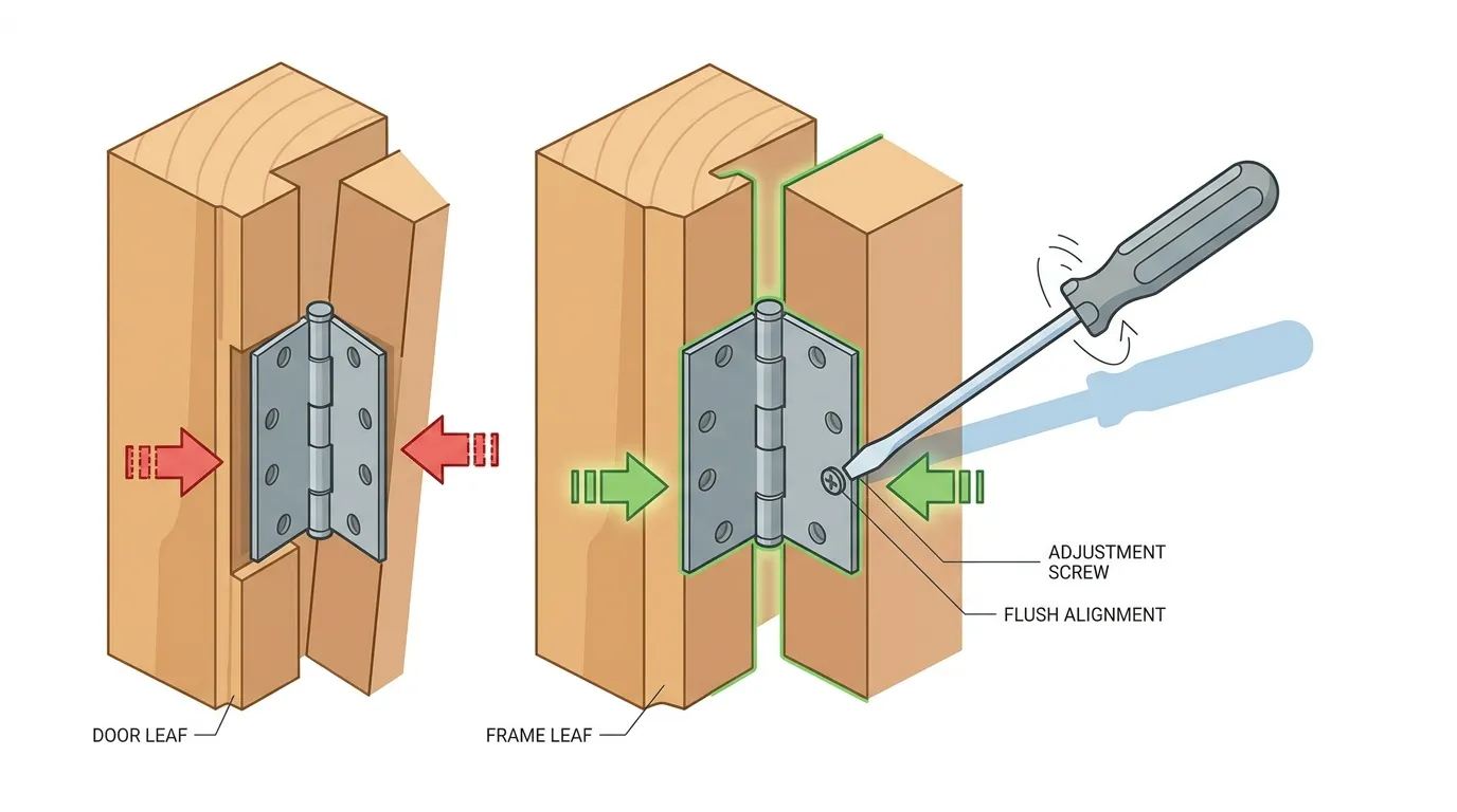 reglage paumelle porte bois