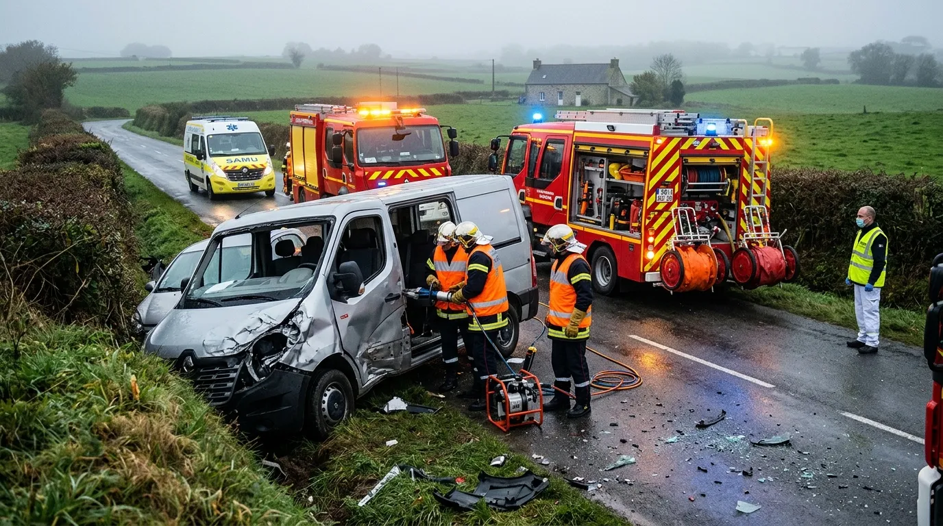 Pompiers et ambulanciers interviennent apr&egrave;s collision routi&egrave;re
