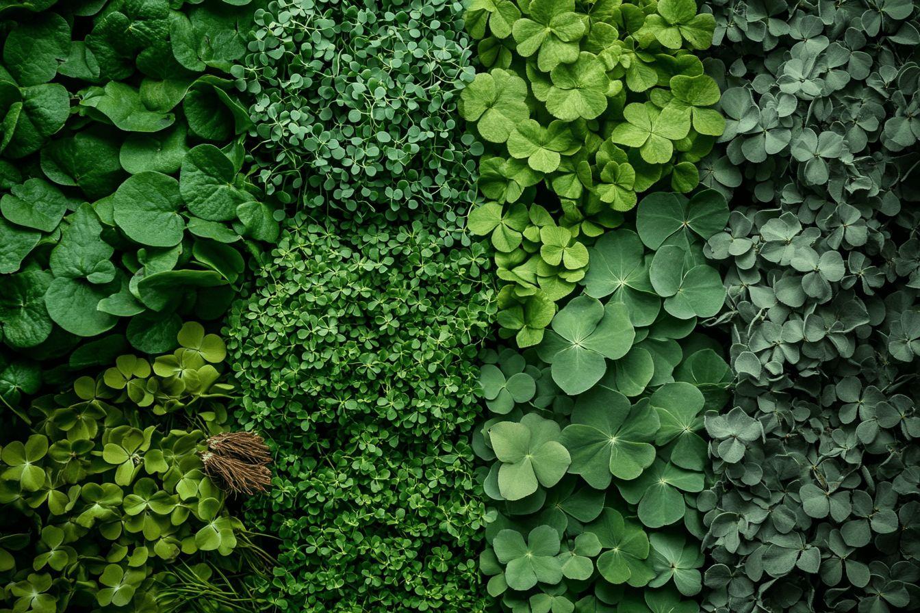 Diff&eacute;rentes vari&eacute;t&eacute;s de tr&egrave;fles dispos&eacute;s en d&eacute;grad&eacute; de couleurs