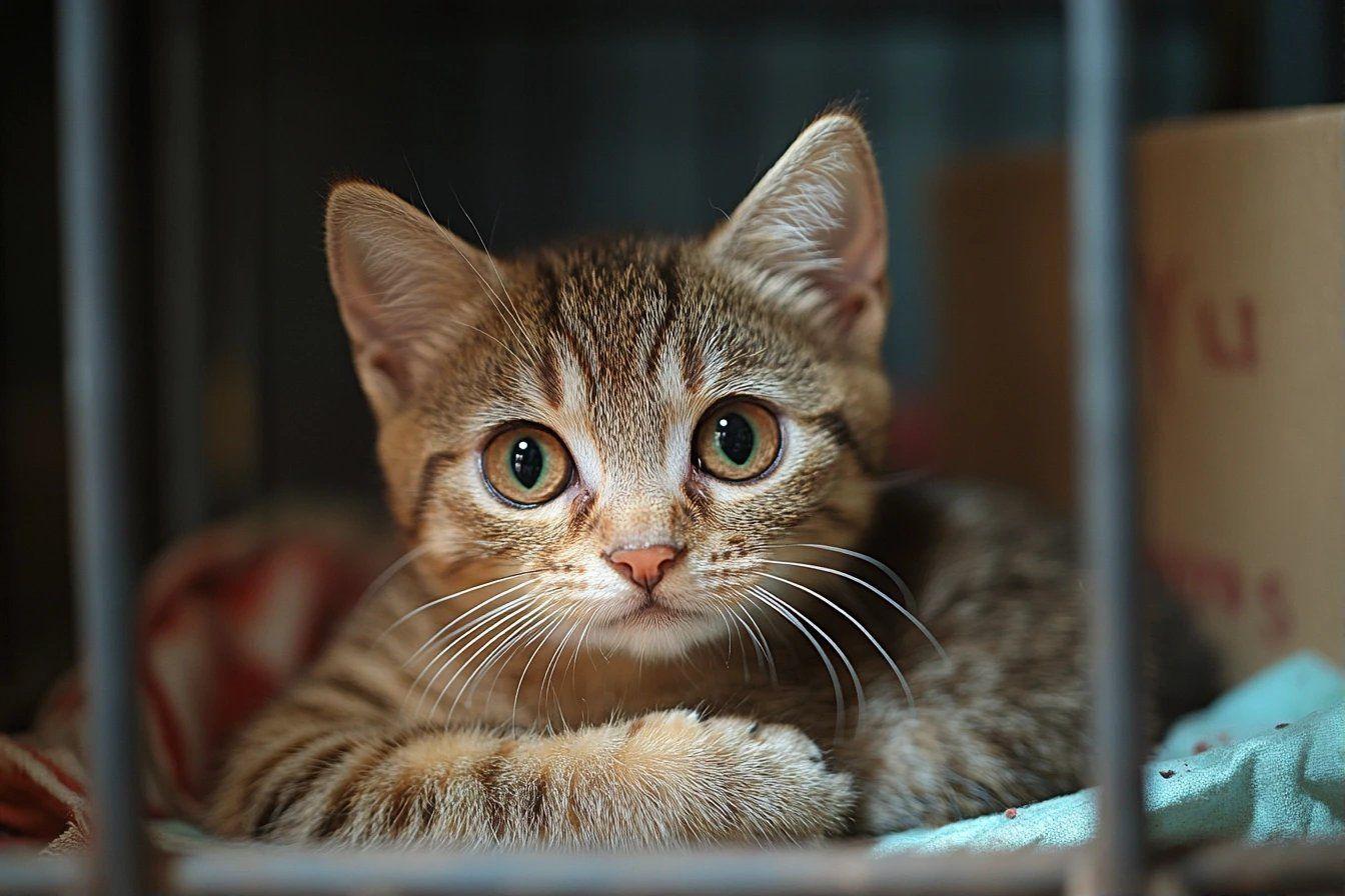 Jeune chat tigré regardant droit vers la caméra