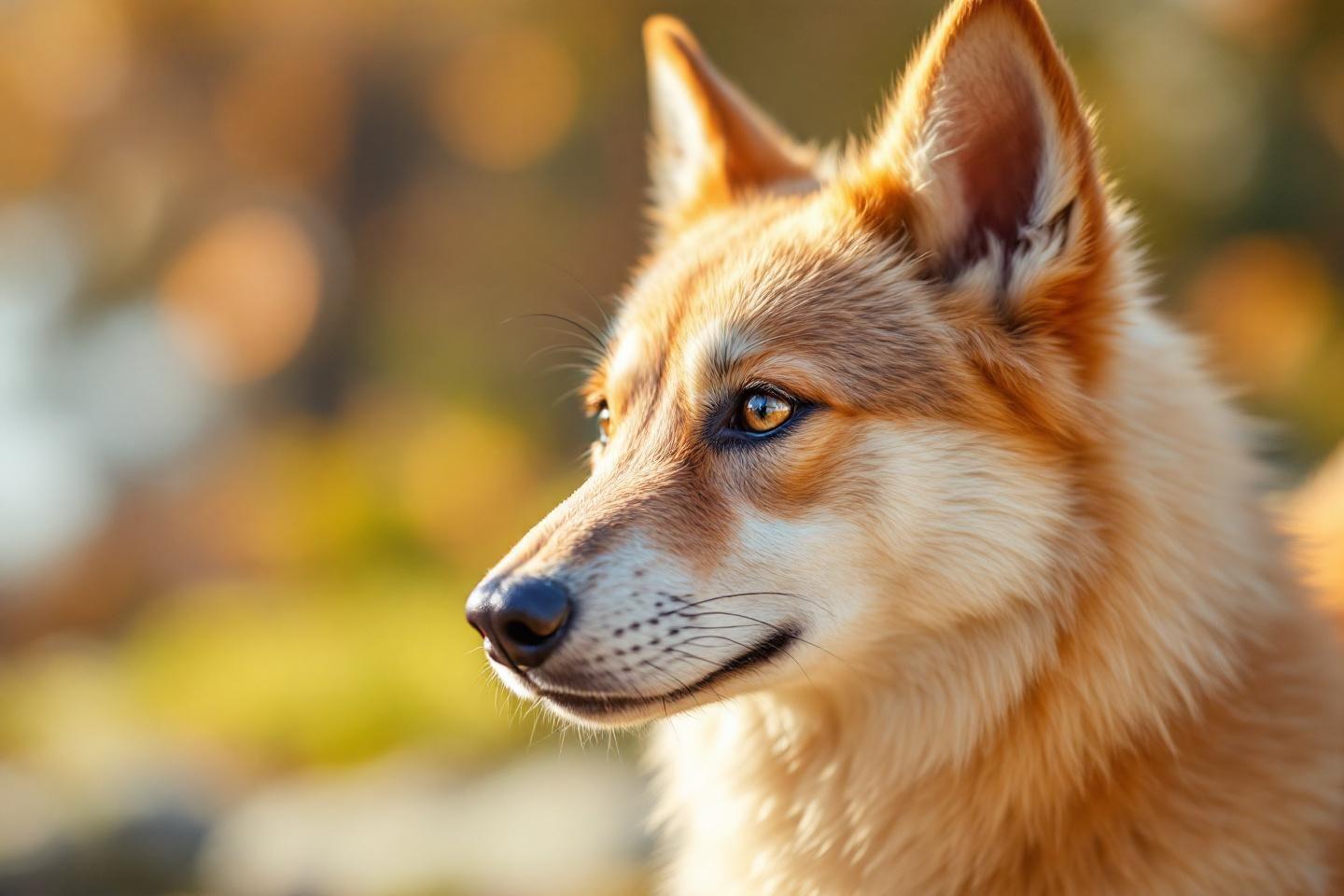 Portrait rapproch&eacute; d'un chien roux aux yeux dor&eacute;s