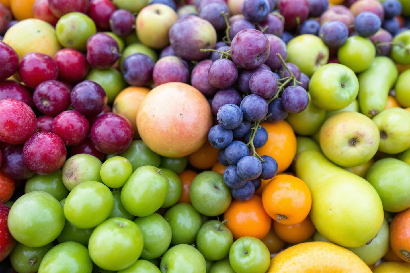 Variété de fruits mûrs aux couleurs vives et différentes
