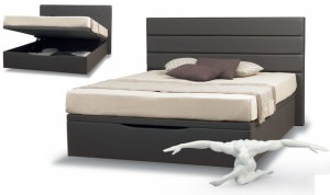 lit coffre beige foncé ouvert et fermé