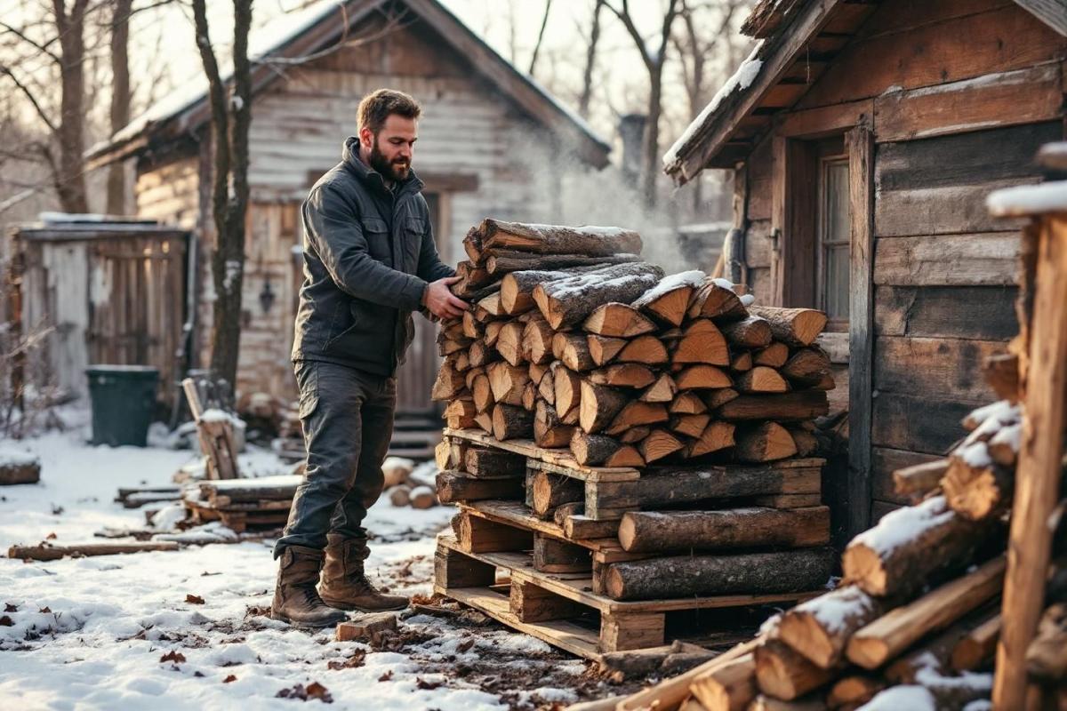« On en trouve dans tout les coins ! », il se chauffe gratuitement tout l’hiver grâce au bois de ses palettes