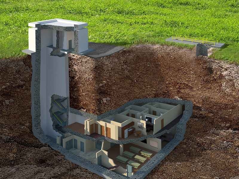 plan détaillé d'un bunker au sein d'une maison