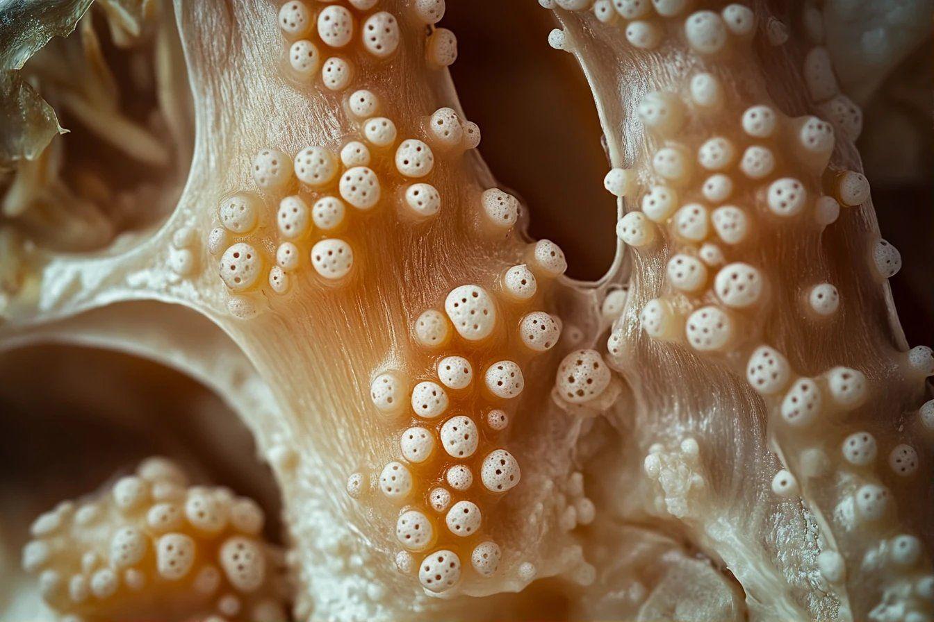 Texture organique beige avec des motifs de trous réguliers