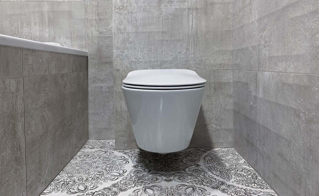 image de toilettes suspendus blancs