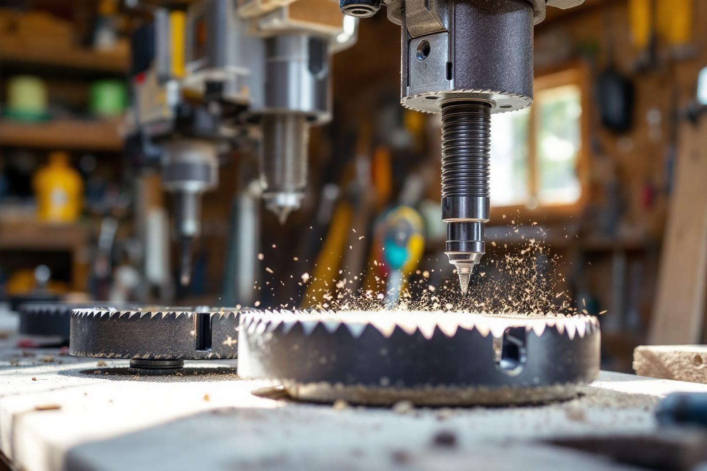 Machine-outil forant un métal avec des débris étincelants