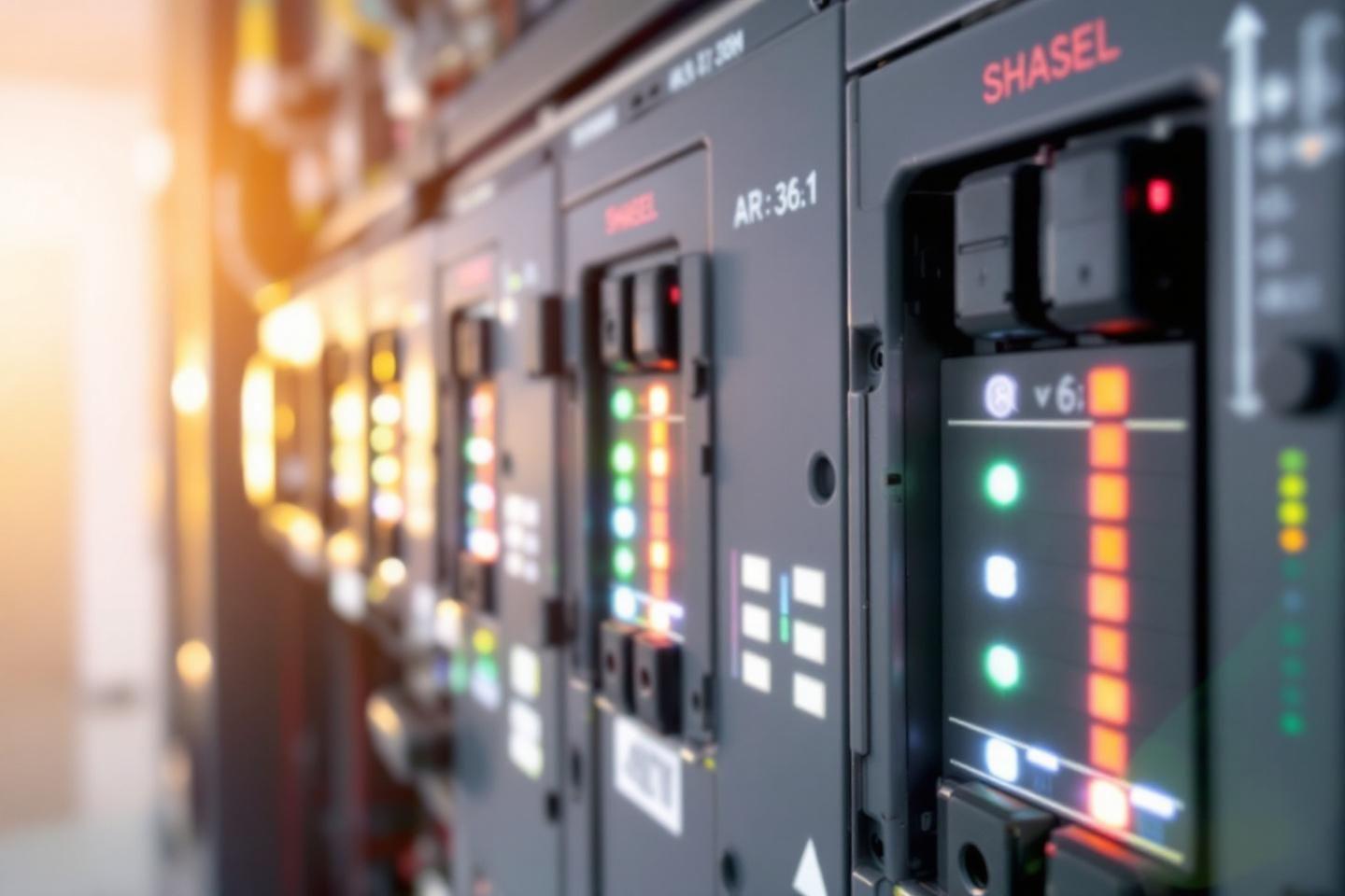 Panneau de contrôle technique avec voyants lumineux colorés