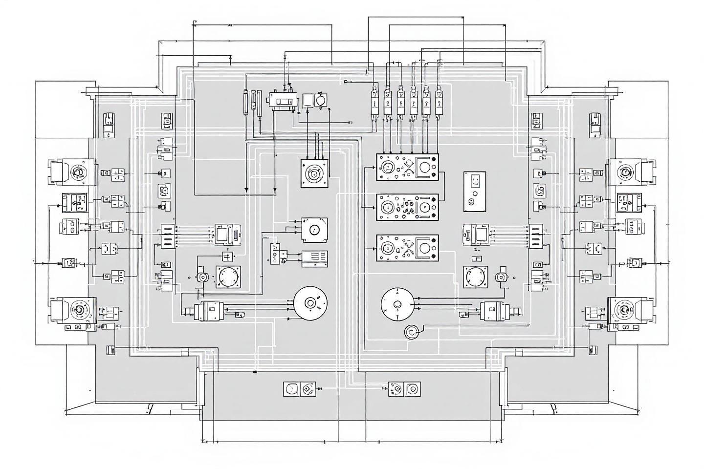 Sch&eacute;ma technique d&eacute;taill&eacute; avec composants &eacute;lectroniques et connexions