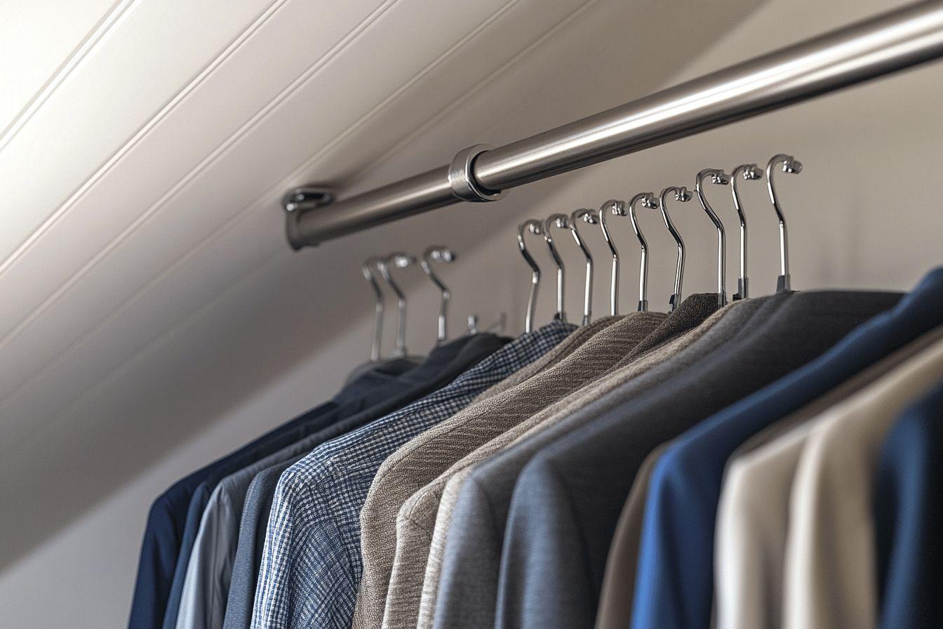 Tringle sous pente pour vêtements - rangement et fixation optimisés