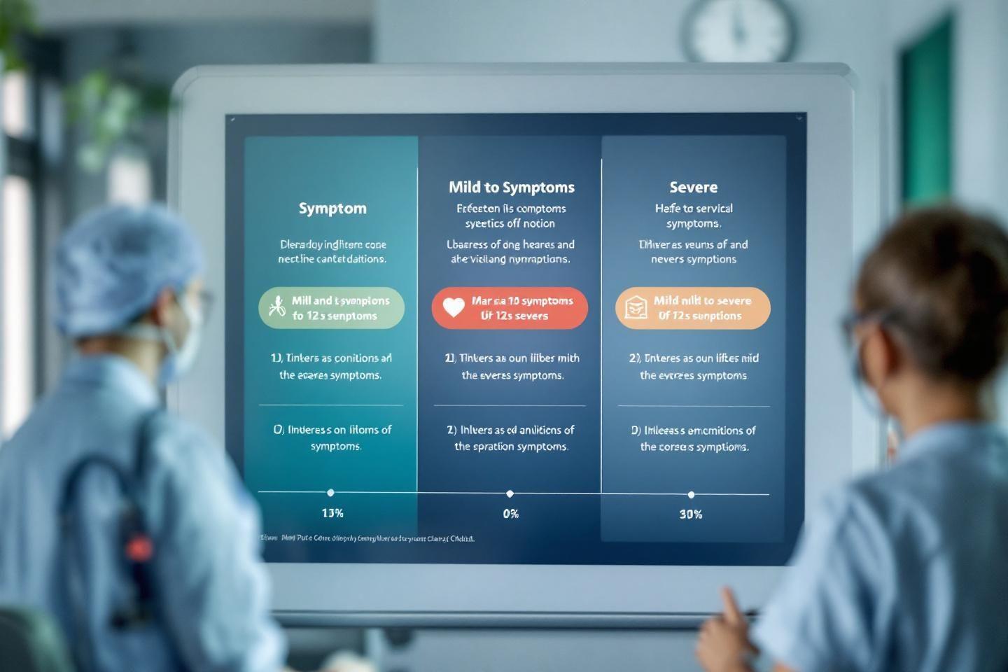 Tableau comparatif des sympt&ocirc;mes m&eacute;dicaux selon leur niveau de s&eacute;v&eacute;rit&eacute;