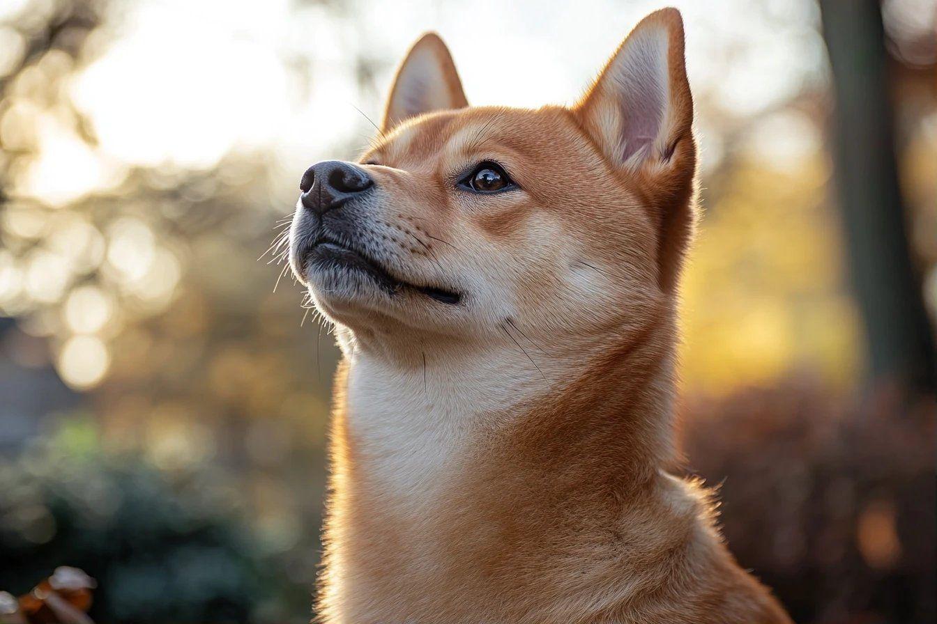 Portrait d'un chien Shiba Inu aux couleurs automnales