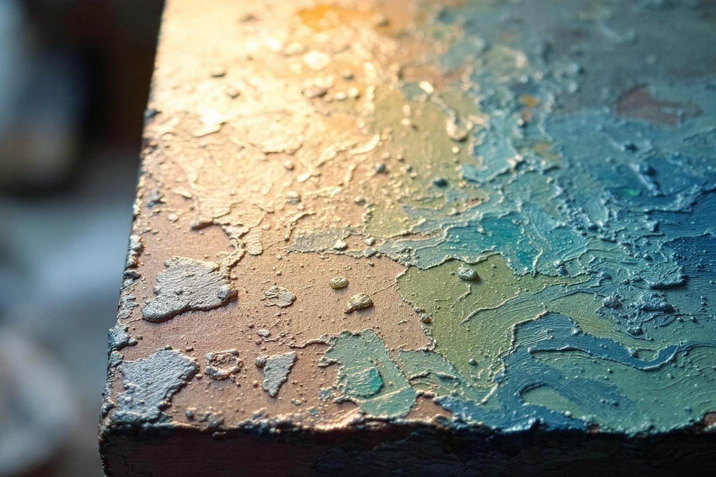 Gros plan sur une surface peinte avec des couleurs mélangées